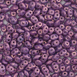 John Bead Czech Glass SuperDuo Two-Hole Beads - Pile of Amethyst beads shown
