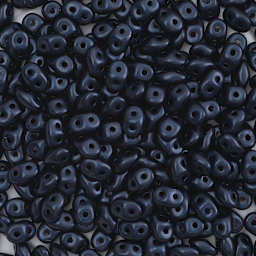 John Bead Czech Glass SuperDuo Two-Hole Beads - Dark Blue, Metallic Suede, 22 g vial