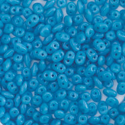 John Bead Czech Glass SuperDuo Two-Hole Beads - Pile of Blue Turquoise beads shown