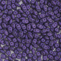 John Bead Czech Glass SuperDuo Two-Hole Beads - Purple, Metallic Suede, 22 g vial