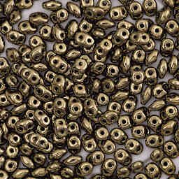 John Bead Czech Glass SuperDuo Two-Hole Beads - Pile of Bronze beads shown