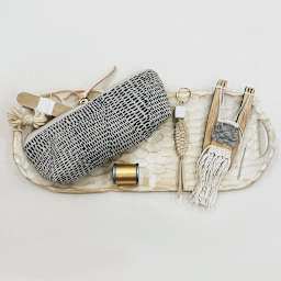 Loome Fiber Craft Tools - Big A tool with various finished projects