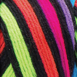 Red Heart Super Saver Yarn - Neon Stripes, close-up