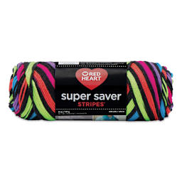Red Heart Super Saver Yarn - Neon Stripes, 236 yds