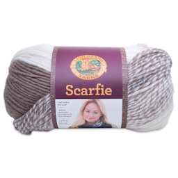 Lion Brand Scarfie Yarn - Cream/Taupe, 312 yds