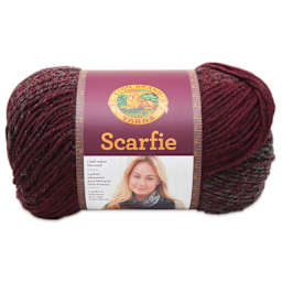 Lion Brand Scarfie Yarn - Claret/Oxford, 312 yds