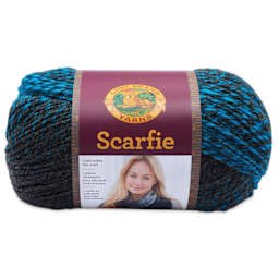 Lion Brand Scarfie Yarn - Charcoal/Aqua, 312 yds