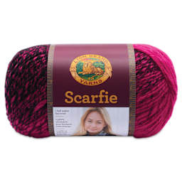 Lion Brand Scarfie Yarn - Black/Hot Pink, 312 yds