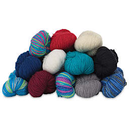 HiKoo CoBaSi Yarn - Pile of 12 balls of different color yarn
