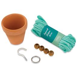 Macramé Plant Hanger Kits - Components of Clay Pot Planter package