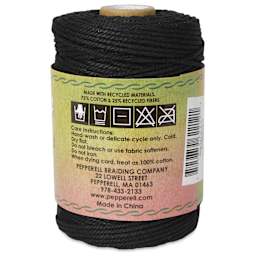 Pepperell Cotton Craft Cord - Black, 1 mm, 300 ft - back