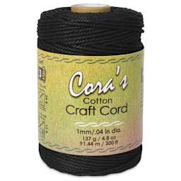 Pepperell Cotton Craft Cord - Black, 1 mm, 300 ft - front
