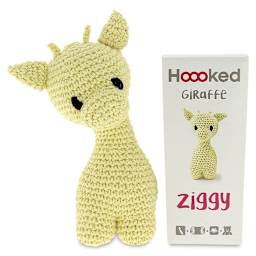 Hoooked DIY Animal Crochet Kits - Crocheted Giraffe next to package