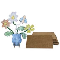 Roylco Flower Garden Sculpture Pack - finished example next to cardboard squares