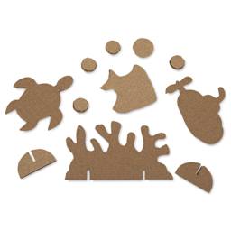 Roylco Sea Life Sculpture Pack - contents, sea turtle and submarine