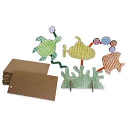 Roylco Sea Life Sculpture Pack - square rectangles next to finished example