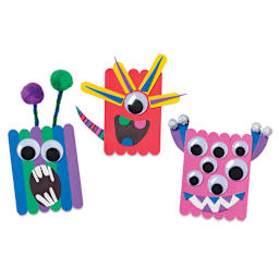 WonderFoam Jumbo Craft Sticks - 3 Googly eyed monsters made from Craft Sticks
