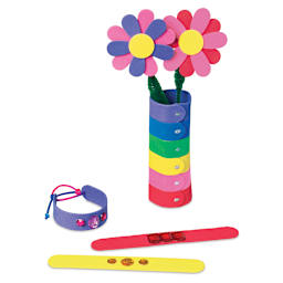 WonderFoam Jumbo Craft Sticks - Finished projects of Bracelet and Flowers in Vase
