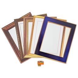 Flycatcher smART Sketcher Museum Art Set, included paper frames and SD card laid out. 