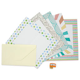 Flycatcher smART Sketcher Greeting Cards Set, cards and envelope laid out. 
