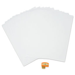 Flycatcher smART Sketcher Sticker Creator Set, included sticker papers and SD card laid out.