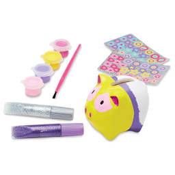 Created by Me Banks - Components of Piggy Bank package with partially painted Bank