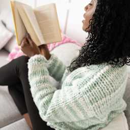 Lion Brand Cover Story Chainette Yarn finished sweater example