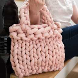 Lion Brand Cover Story Squish Stitch Yarn - finished handbag example