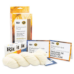 Lion Brand x Rit Fishermen's Wool Yarn Dye Kit - Tangerine, Golden Yellow, and Blue