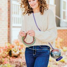 Prym Yarnit Yarn Holder - in use while walking