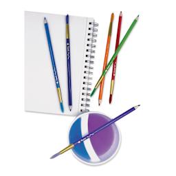Snifty Colorbrush Watercolor Pencil Brush Set - Classic Colors, Set of 12, out of packaging with sketchpad (not included)