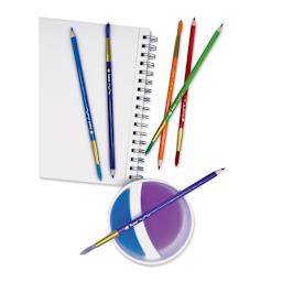 Snifty Colorbrush Watercolor Pencil Brush Set - Pastel Colors, Set of 12, out of package with sketchbook (not included)