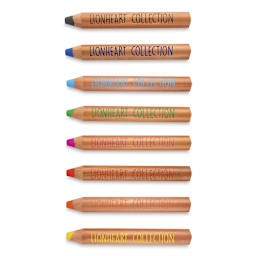 Manuscript Lionheart 3-in-1 Jumbo Wooden Watersoluble Wax Crayons - 8 Colors shown in row
