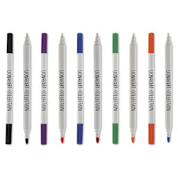 Lionheart Write & Color Pens - 10 pens shown vertically, half with caps off showing dual tips