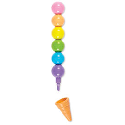 Ooly Rainbow Scoops Stacking Erasable Crayons, scoops separated from cone