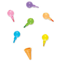 Ooly Rainbow Scoops Stacking Erasable Crayons, six crayons and one cone eraser