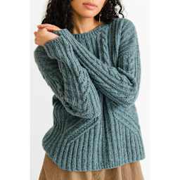 Quince & Co Owl Yarn - Lagoon, sweater on a person