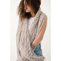 Quince & Co Sparrow Yarn - Sans Undyed, scarf on a person