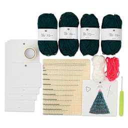 Rico Design Latch Hooking Kits - Christmas Tree Wall Hanging, 17" x 18", contents