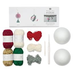 Rico Design Ricorumi Silver Christmas Bauble Crochet Kit contents