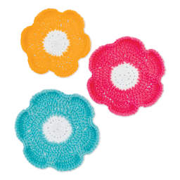 John Bead Flower Coasters Crochet Kit finished project