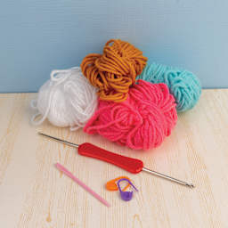 John Bead Flower Coasters Crochet Kit contents