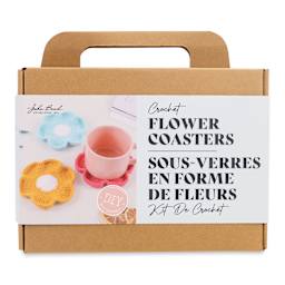 John Bead Flower Coasters Crochet Kit front of packaging