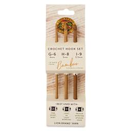 Lion Brand Bamboo Crochet Hook Set - Set of 3, Sizes G, H, I front of packaging