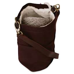 Twig & Horn Canvas Bucket Bag - Chocolate showing inside of bag