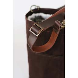 Twig & Horn Canvas Bucket Bag - Chocolate close up of strap and buckle