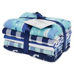 Little Feet Boutique Flannel Fat Quarter Bundle - Pkg of 5, Sea Life