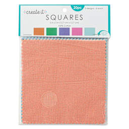Create It Fabric Squares - Pkg of 20, Solid Pastels, 5" x 5" front of packaging