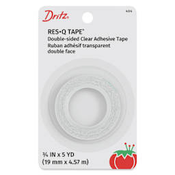 Dritz Res-Q Tape Double-Sided Clear Adhesive - 3/4" x 5 yds, Clear front of packaging