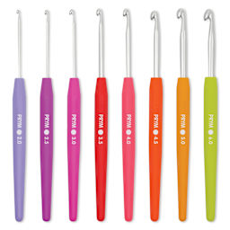Prym Soft Grip Aluminum Crochet Hook Set - Set of 8, Sizes 2 - 6 mm